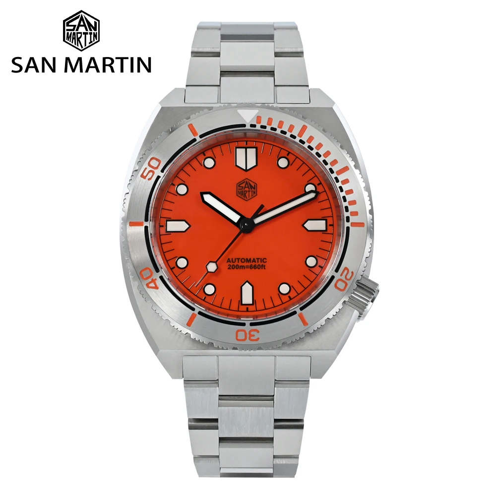 

San Martin Diver 40mm Luxury Fashion Men Watch Stainless Steel Bezel YN55 Automatic Mechanical Sapphire 20 Bar BGW-9 Luminous