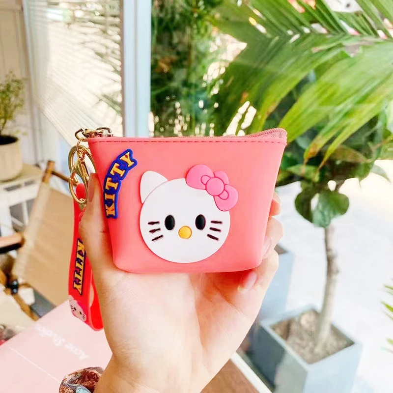 

Disney Mickey Stitch Doraemon Hello Kitty Coin Purse Keychain Anime Car Key Pendant Mini Kawaii Cartoon Accessories Bag Ornament
