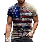 Футболка мужская оверсайз с круглым вырезом и коротким рукавом, модная Свободная рубашка с 3D-принтом в виде американского флага, уличная одежда, 6XL, на лето