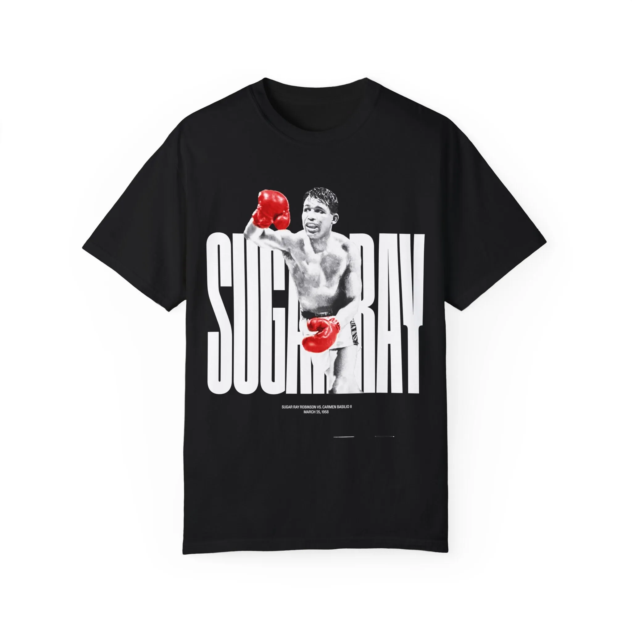 Боксерская футболка Sugar Ray Robinson Vintage Legends Apparel Vs Basilio 1958 Fight
