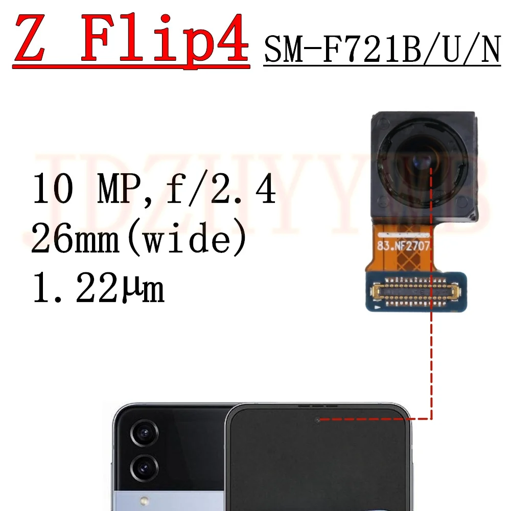 Фото Модуль передней и задней камеры для Samsung Z Flip4 Flip 4 F721B F721U F721N, гибкий кабель для фронтальной селфи-камеры и основной задней камеры №1