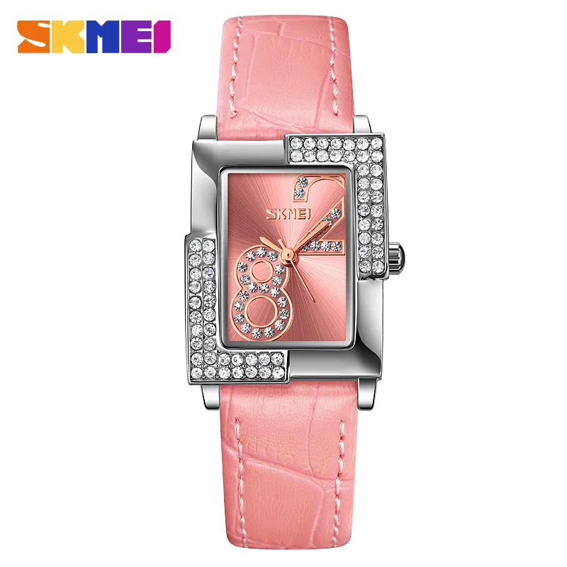 Skmei Square Diamond Surface Creative Women's Quartz Watch Elegant All-Match Fashion Watch Women's Watch images - 6