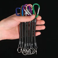 plastic retractable tether anti lost phone keychain spring elastic rope camping carabiner portable fishing lanyards