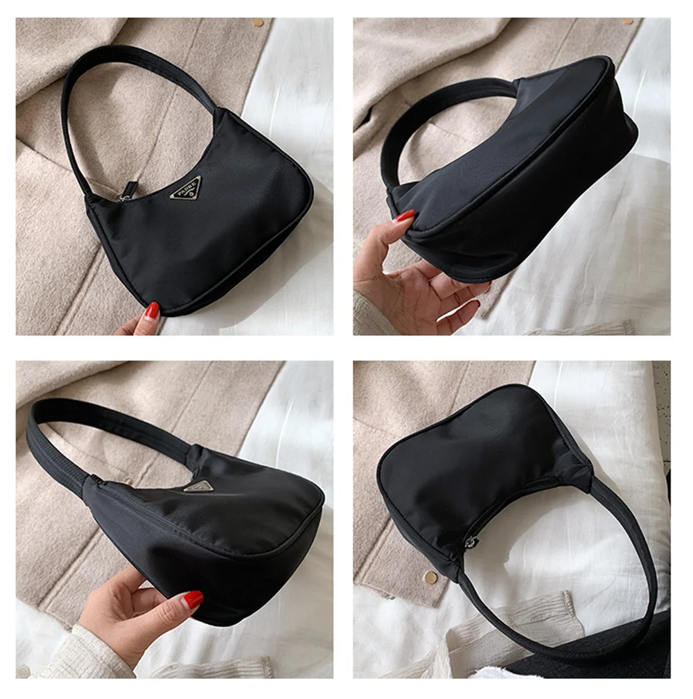 Shoulder Handbag Bag for Women 2023 New Fashion Handheld Small Black Bag Casual Nylon Fabric One Shoulder Underarm Bag