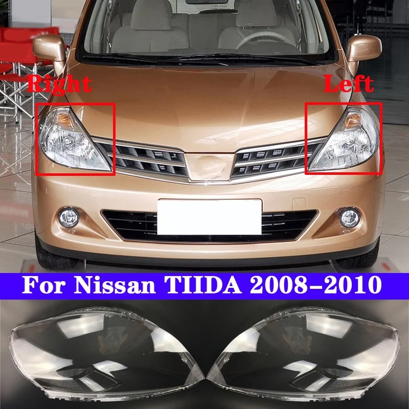 

1 Pair Car Front Headlight Lens Cover Headlight Lamp Shell Accessories for Nissan TIIDA 2008-2010
