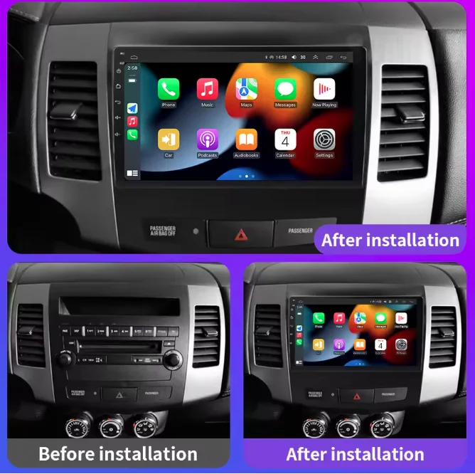 Фото 9-дюймовый для Mitsubishi Outlander 2005-2011 Android 13.0 6G + 128G автомобильный GPS-навигатор мультимедийный плеер радиолента головное устройство Carplay №1