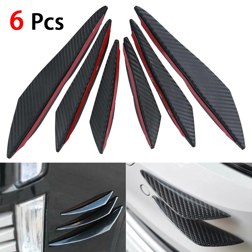 

6pcs/set Universal Fit Front Bumper Lip Diffuser Splitter Fins Body Spoiler Canards Valence Chin Car Tuning Canard Car Accessory