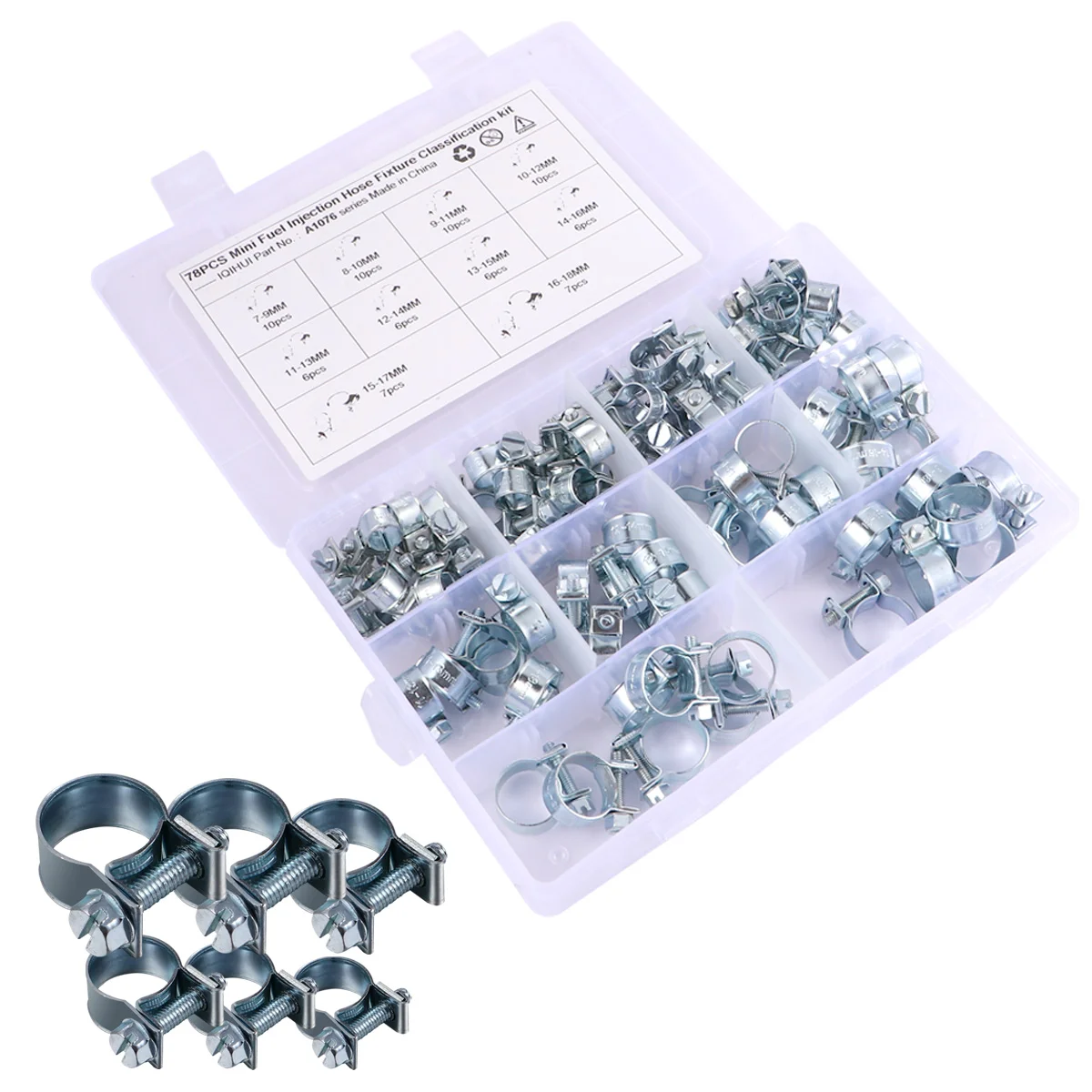 

88 Pcs High Pressure Hose Mini Clamp Clips Tube Adjustable Pipe Clamps Carbon Steel