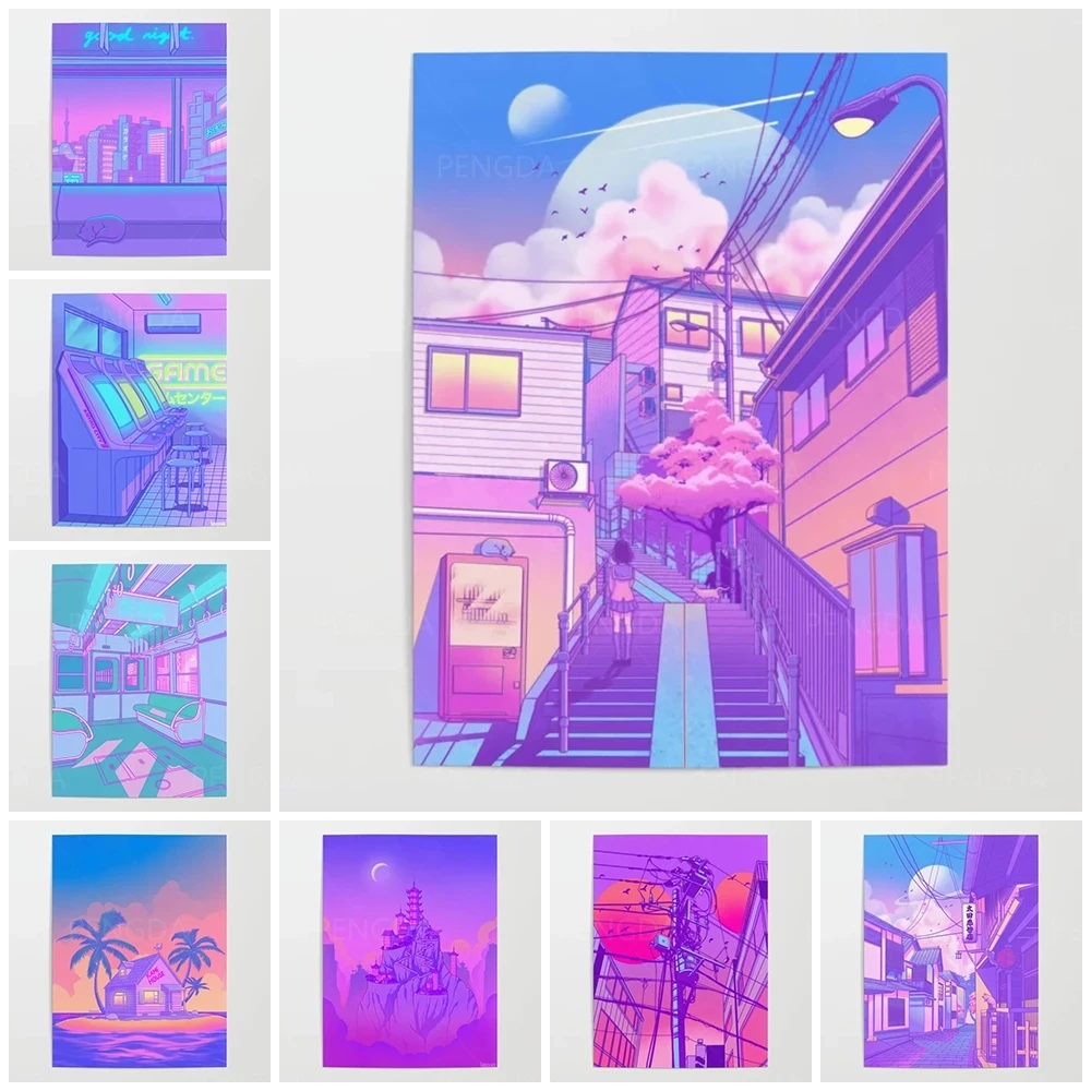 

Modular Pictures City Purple Pop Kuoto View Canvas Painting Wall Art Posters Print Modern Living Room Home Decor No Framework