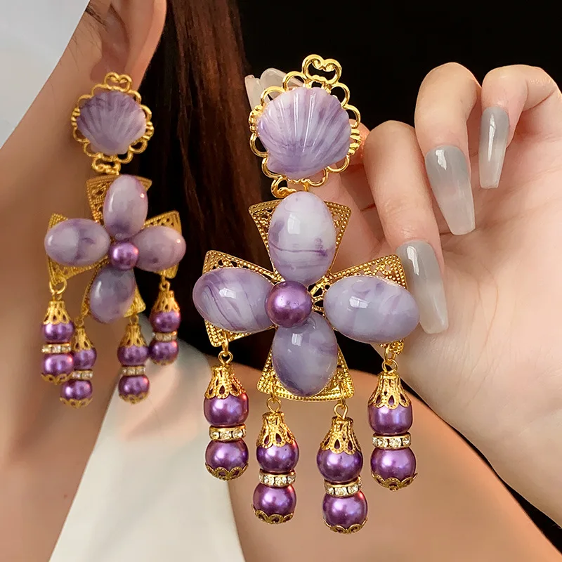 Женские винтажные серьги с перламутровыми жемчужинами