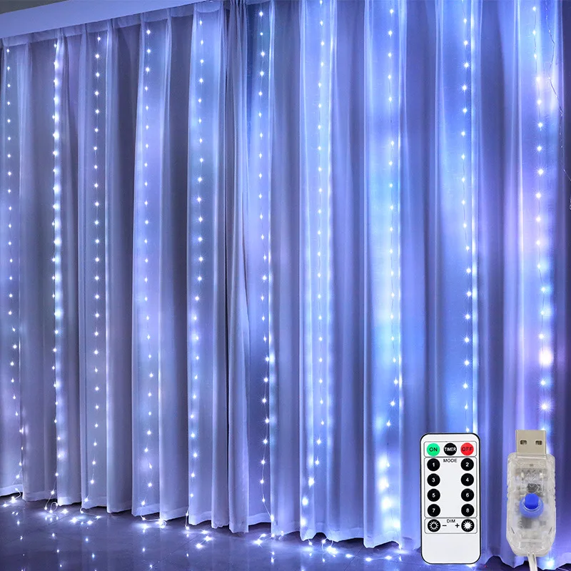 

Праздничная светодиодная гирлянда-занавеска, сказосветильник гирлянда, украшение для свадьбы, дома, спальни