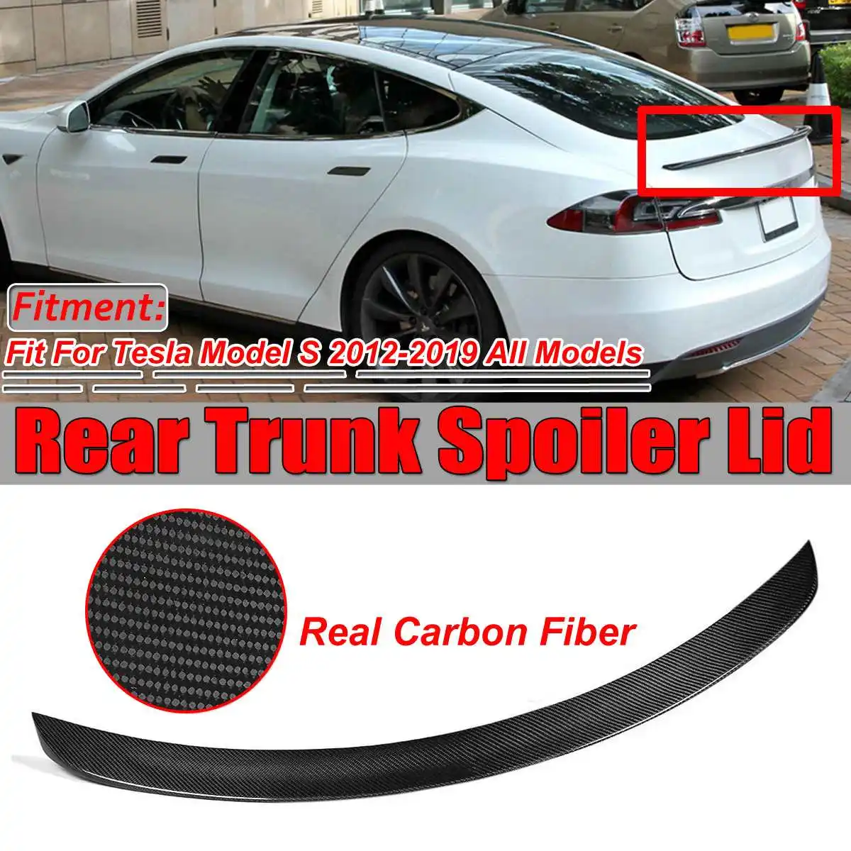 

Новый задний спойлер для автомобиля, губа для багажника, задний спойлер из настоящего углеродного волокна, губа для Tesla Model S 2012-2019