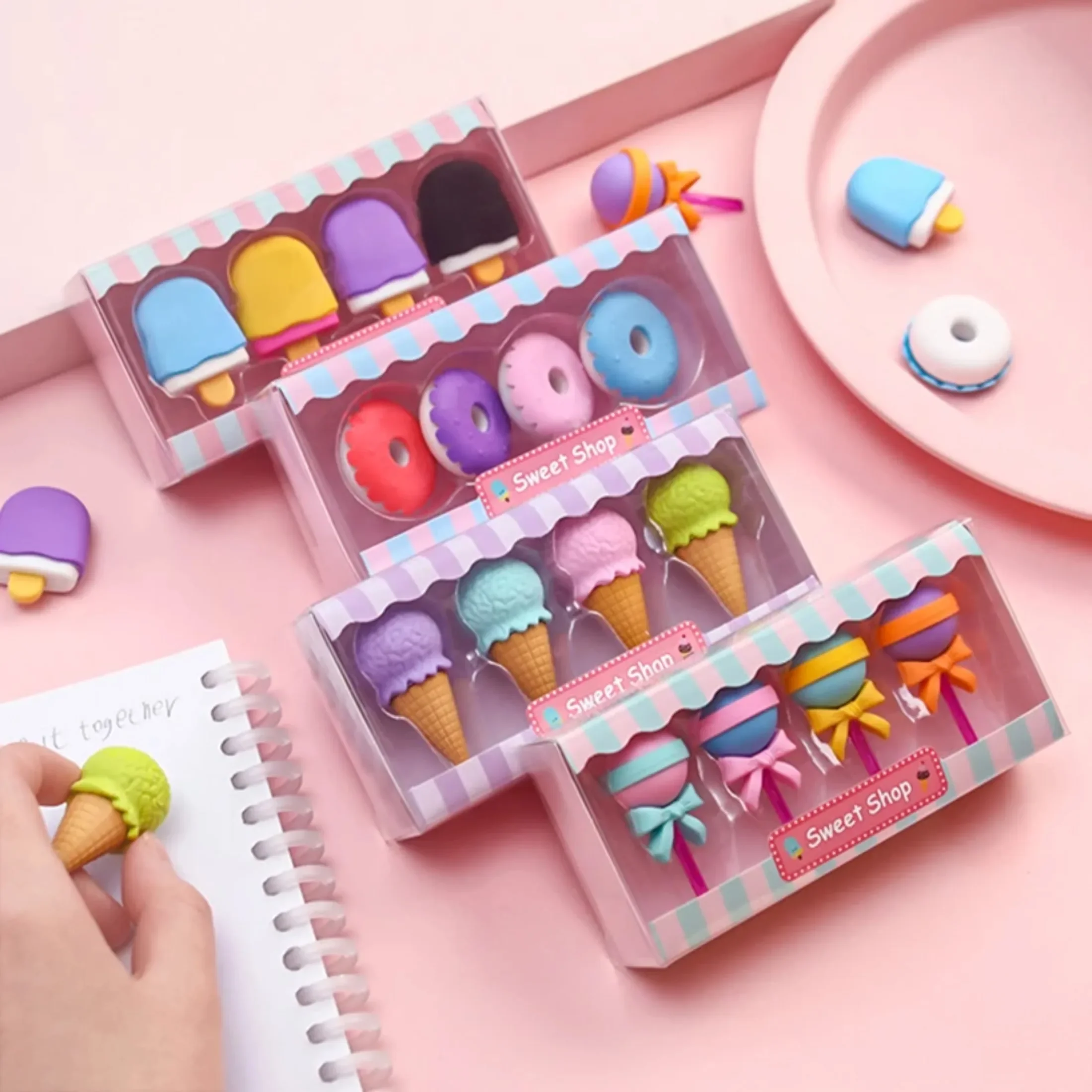 4 шт. Kawaii ластик Gomas De Borrar канцелярские ластики креативный школьный резиновый