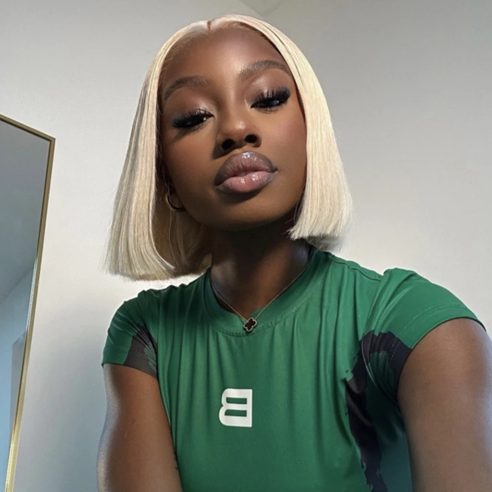 200% 4x4 13x4 613 парик из светлых волос человеческих на сетке спереди бразильский