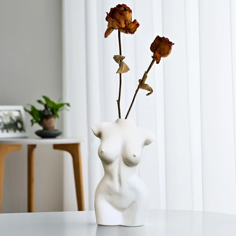 

Female Form Vase Art Human Body Vase Resin Art Flower Vase Creative Desktop Flower Arrangement Ornament Flower Vase for Decor