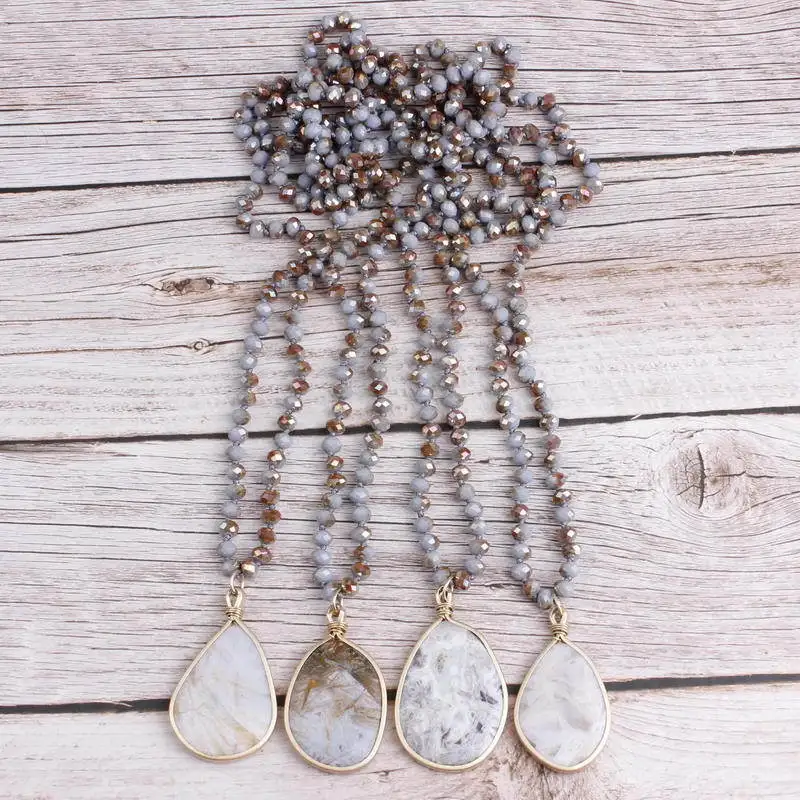 Подвеска-ожерелье из матового золота с искусственной подвеской 8 мм стеклянные