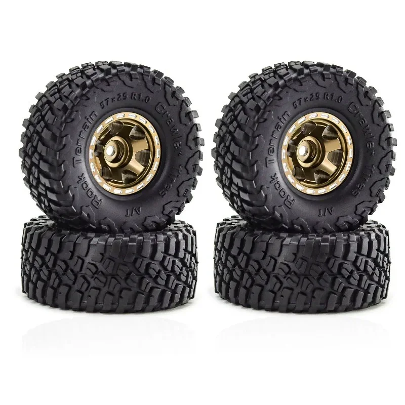 4pcs 57mm 1.0&quot Metal Beadlock Wheel Tire Set For 1/18 1/24 RC Crawler Car TRXS 4M SCX24 AX24 FCX24 Upgrade Parts Accessories