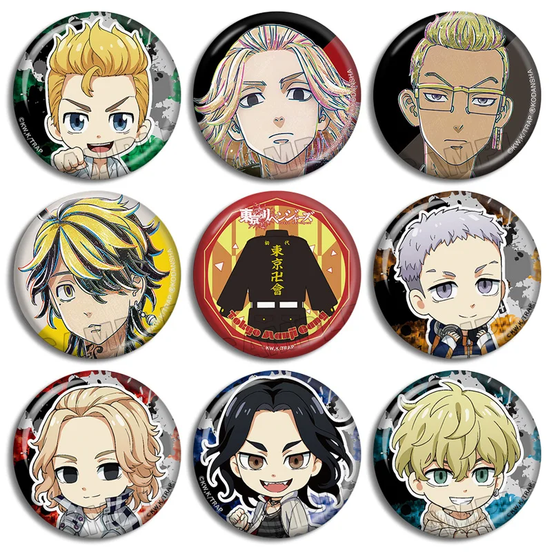 

Аниме Манга Токийский манга, Мстители, Hanagaki Takemichi Mikey Draken Baji Keisuke Mitsuya Takashi Kisaki Tetta, акриловая металлическая брошь, значок