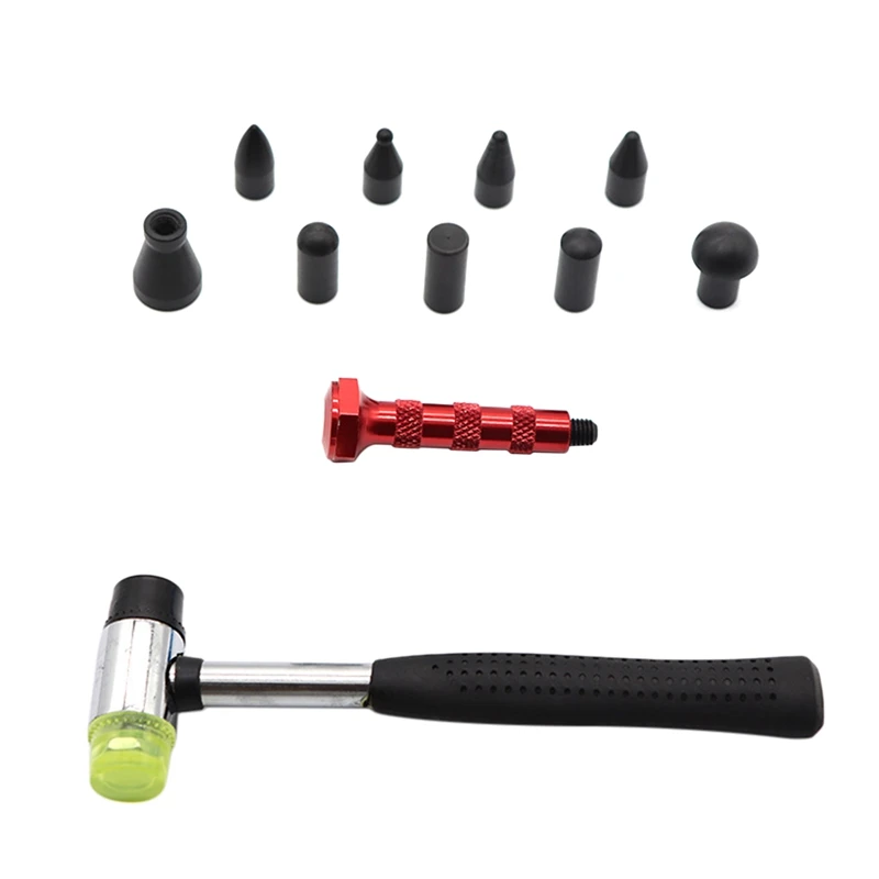 

Car Body Paintless Dent Repair Tool Removal Repair Hammer Tap Down Dent Tools with 9 Heads Rubber Screw-on Tips