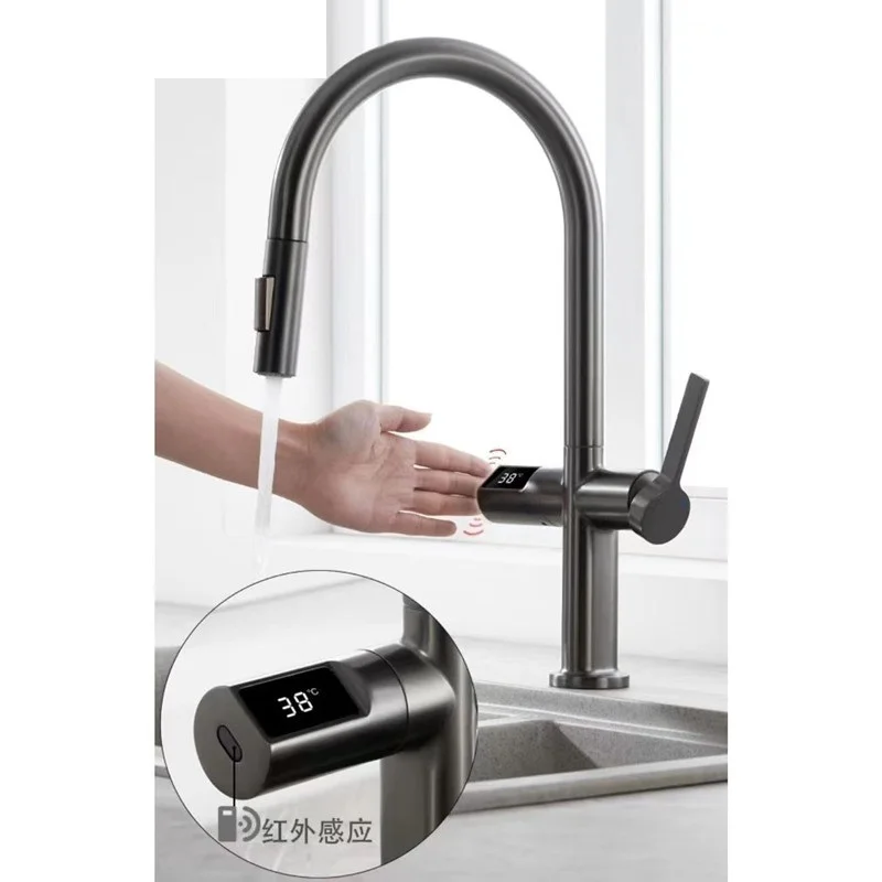 

Faucet Kitchen Induction Faucet Pull-out Rotating Handle Faucet Single Mixer Display Copper 360° Kitchen New Kitchen Full
