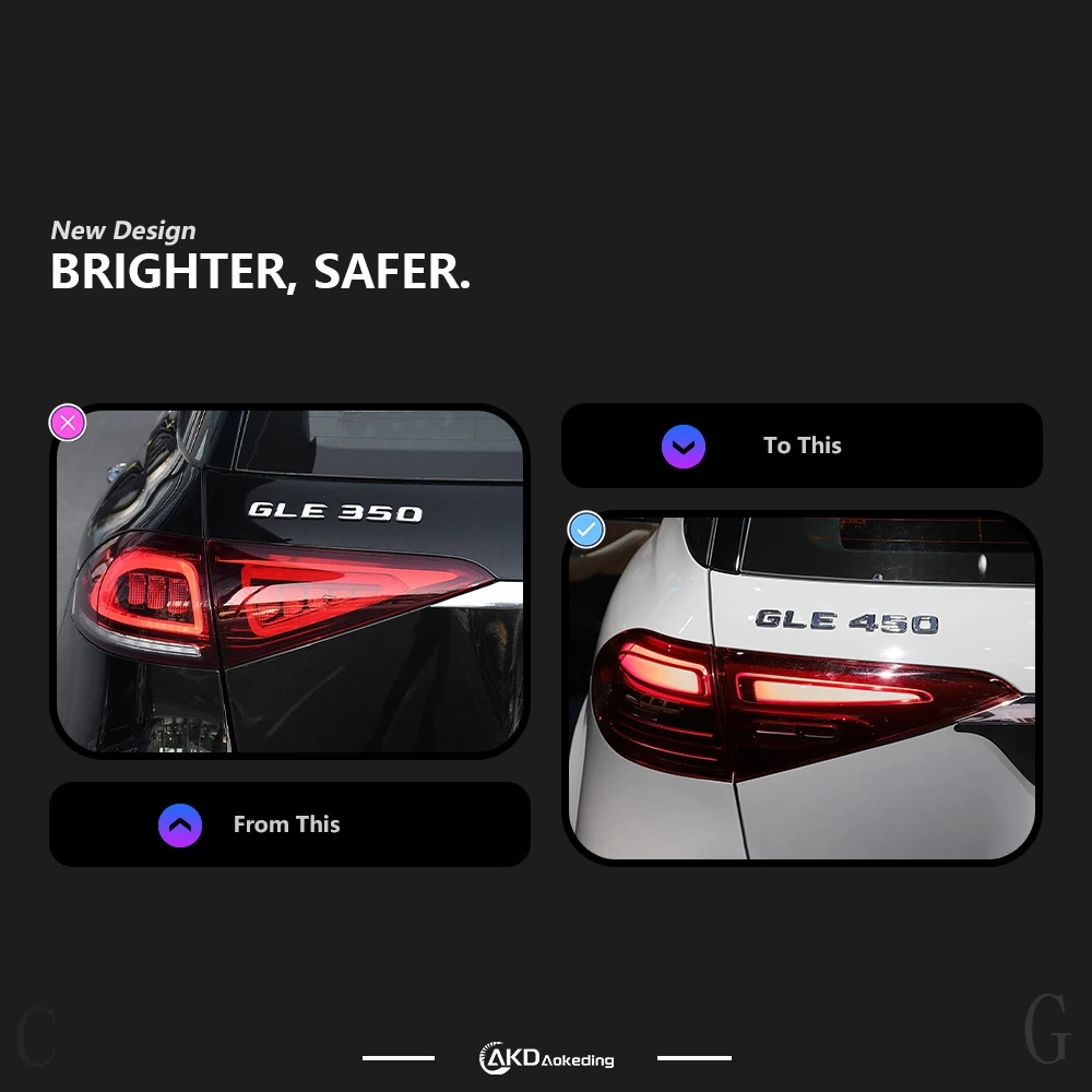 Светодиодные задние фонари AKD для GLE W167 2019-2023 задний фонарь дальнего света