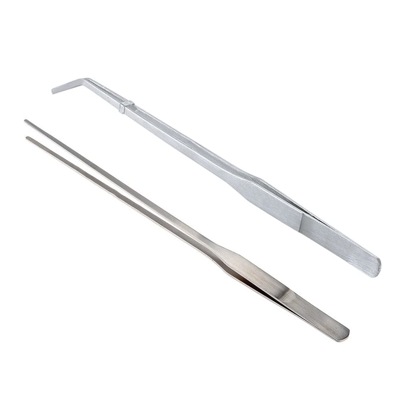 

HOT-1Pcs Aquarium Fish Tank Live Plants Straight Tweezers Cutting Stainless Steel 27Cm & 1Pcs Stainless Steel Curved Tweezer Cli