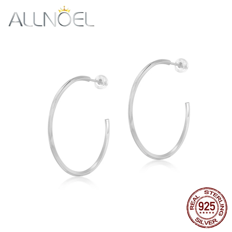 

ALLNOEL Plated Golden Earrings 925 Real Silver Woman Minimalist C Shaped Custom Dainty Fine Jewelry for Women Newly Arrival 2022