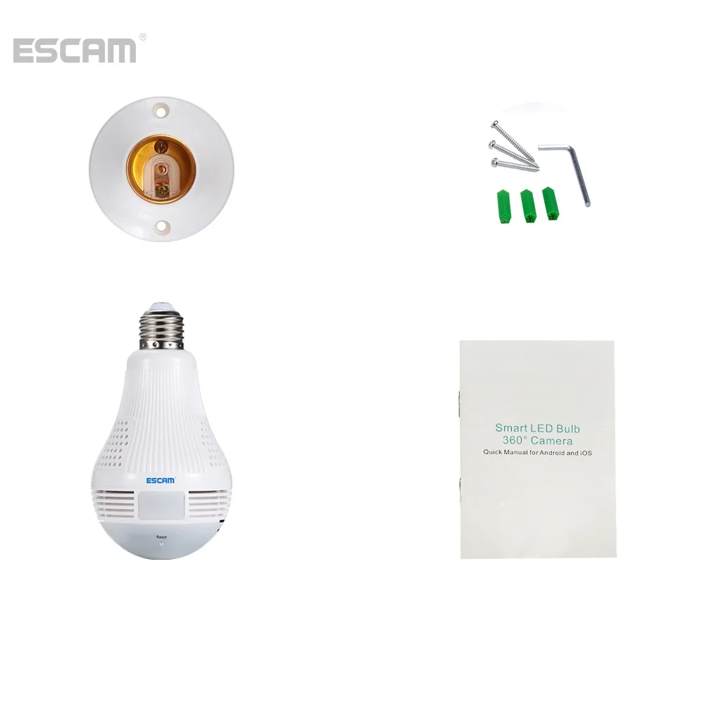 ESCAM QP136 1080P Bulb WIFI IP Security Camera 360 Degree Panoramic H.264 Infrared Indoor Motion Detection images - 6