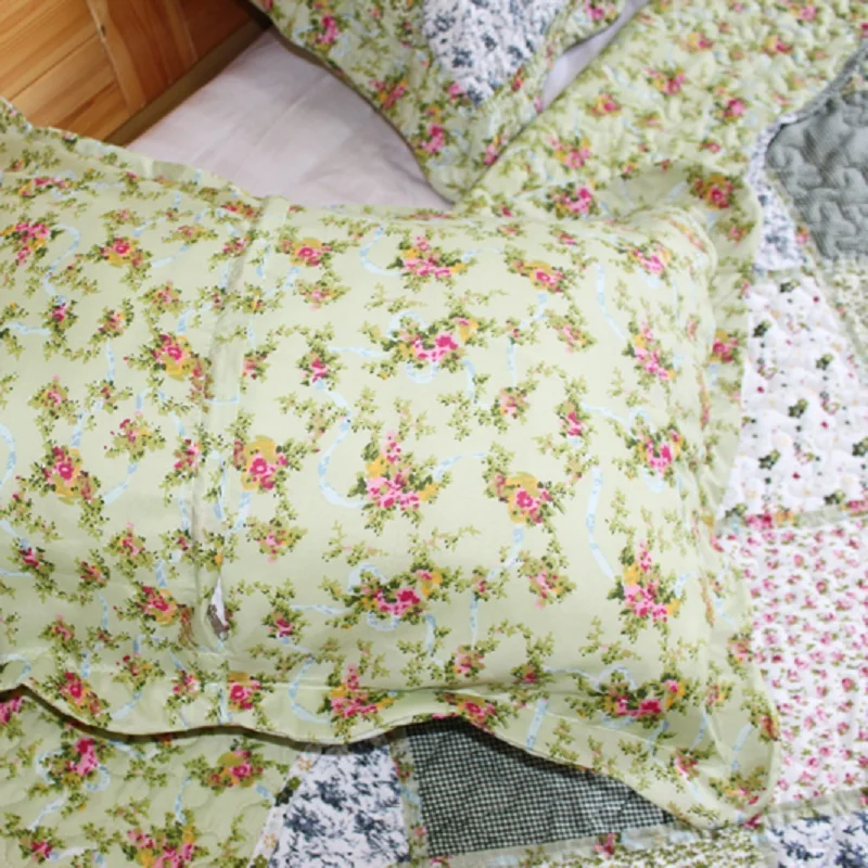 

RYY 4 Padded Quilt Set 3pcs Bedspread On The Bed Applique Quilted Blanket with Pillowcases Home Double Bed Cover Summer Coverlet