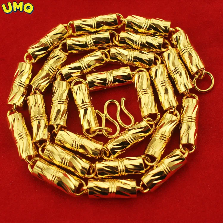 

Jewelry Men's Fashion Men's 60cm7n Solid Bamboo Column Long-lasting 24k Gold-plated Gold Necklace Men's