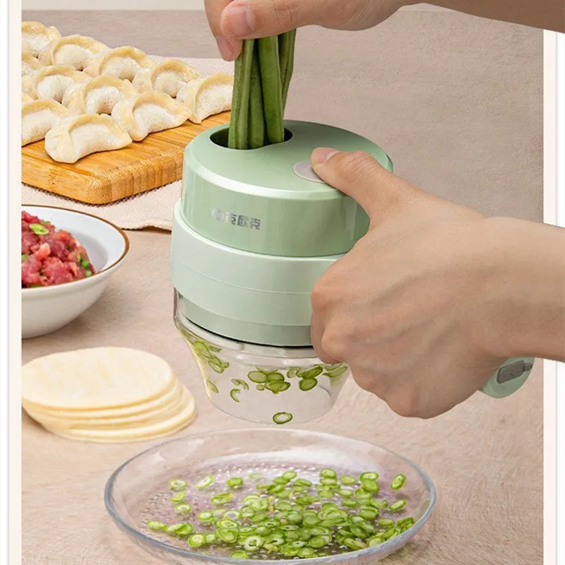 4 in 1 Handheld Electric Vegetable Slicer Set Kitchen Multifunctional Garlic Crusher Automatic Garlic Press Meat Grinder