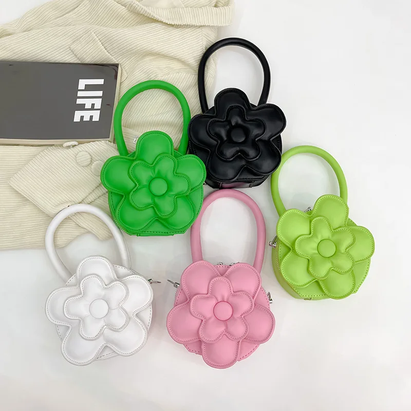 

Candy Color Children's Crossbody Bag Cute Flower Girls Round Shoulder Bags Portable Princess Lipstick Bag Coin Purse Handbags