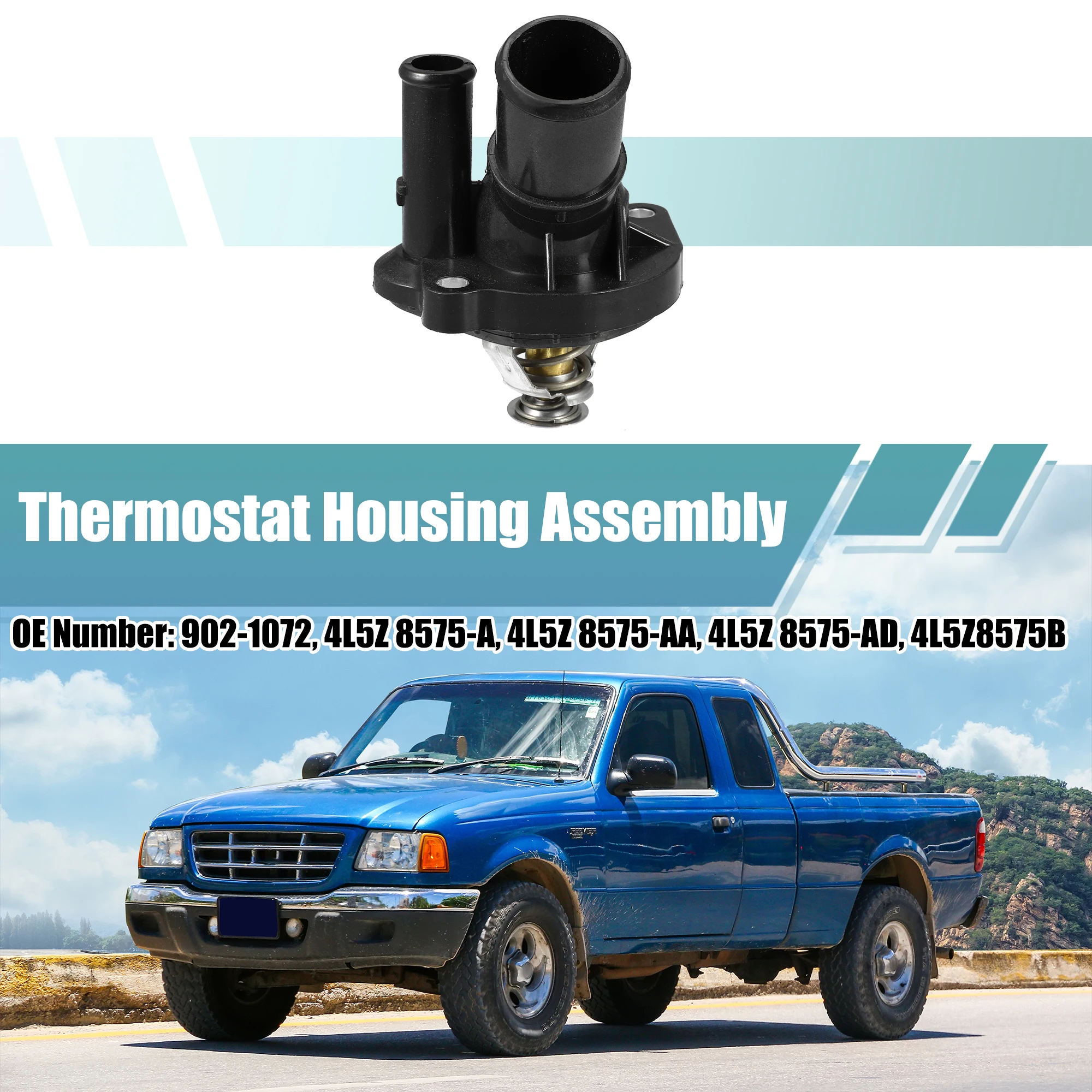 

X Autohaux Car Engine Coolant Thermostat Housing Assembly 902-1072/4L5Z8575-A/B/AA/AD for Ford for Ranger Escape Transit Connect