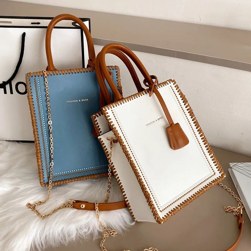 Vintage Retro leather Shoulder Bag DIY Handmade Stitching Handel Crossbody Bags Ladies Purses Messenger Handbags Material Set