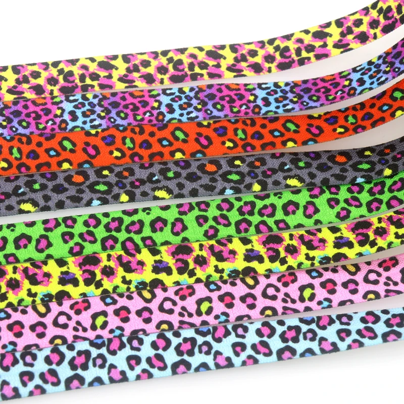 Эластичный складной головной убор DHK B2195 с леопардовым принтом, 5/8 дюйма, 10 ярдов