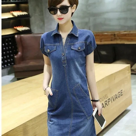 Женское джинсовое платье с коротким рукавом повседневное облегающее короткое из