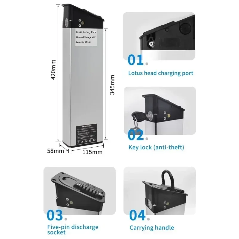 Mate X Folding Ebike Replacement Battery Pack 500W 750W 48V 13Ah 15Ah 17Ah Electric Bicycle Lithium for Escooter