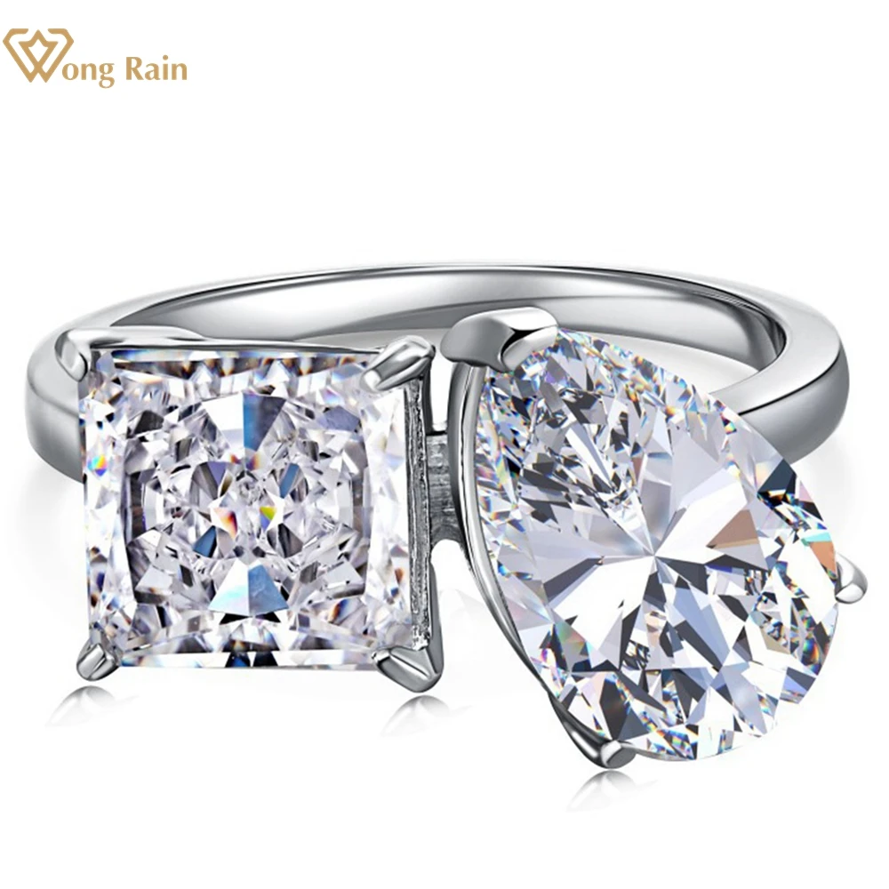 Wong Rain 100% 925 Sterling Silver Crushed Ice Cut Created Moissanite Gemstone Engagement Fashion Rings Fine Jewelry Wholesale
