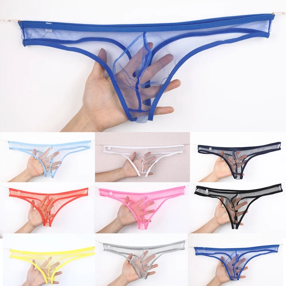 

Men Sexy Sissy G-String Gay Brief Sheer Mesh See-Through Pouch Panties Low Rise Lingerie Breathable Thongs Large Size Underpants