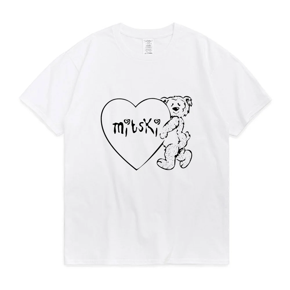 

Mitski Sweetheart Bear T Shirt for Women Men Hip Hop Trend Harajuku T-shirt Short Sleeve 100% Cotton White Round Neck Tee Shirt