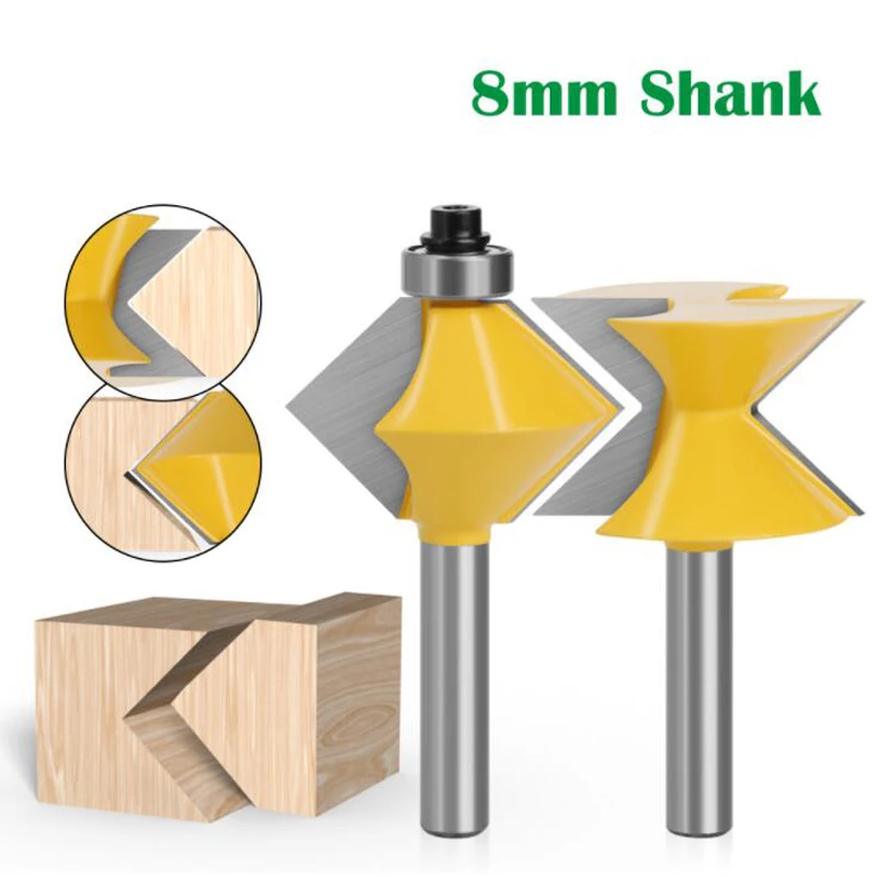 

8mm Shank 90-Degree Tongue and Groove Router Bits Set Tungsten Carbide Wood Milling Cutters Kit for Stock Thickness 25.4mm