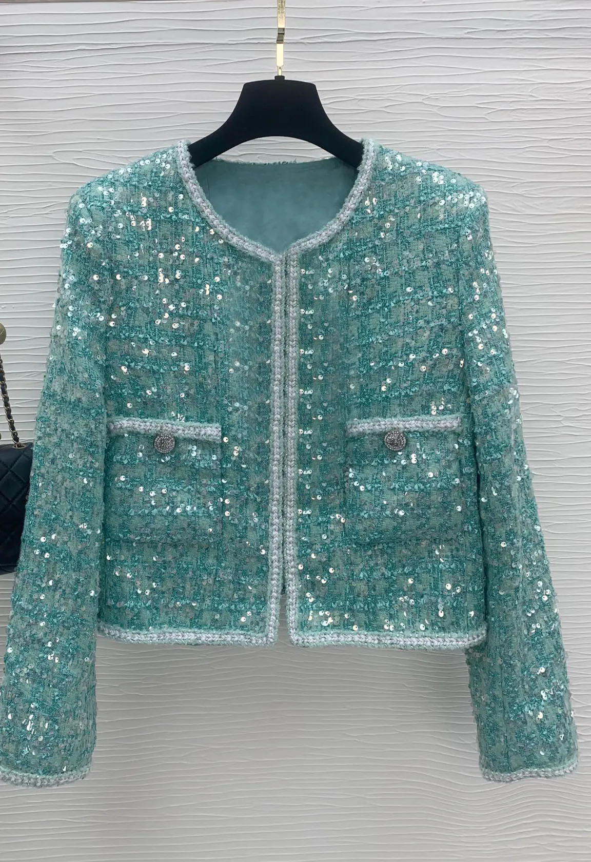 

Пальто из ткани контрастных цветов с блестками, Повседневная мода 2023, осень, новый стиль 0319