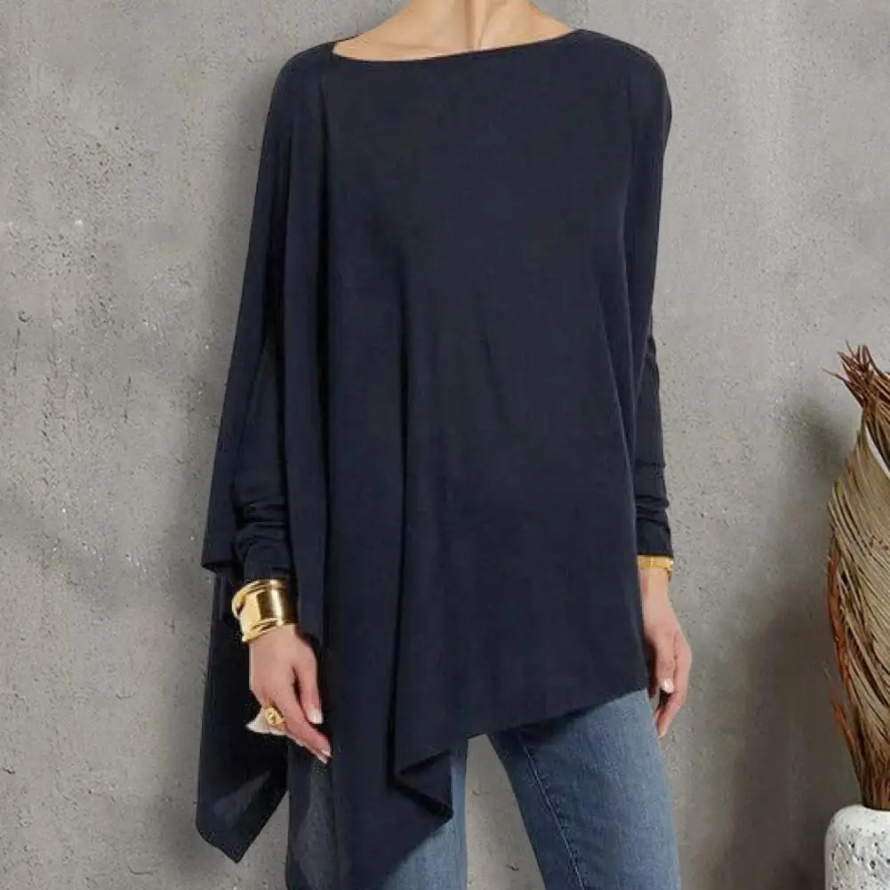 

Womens Tops And Blouses Cotton Blend Irregular Ladies Casual O Neck Long Sleeve Blouse Female Tunic 2022 Autumn Female Shirt