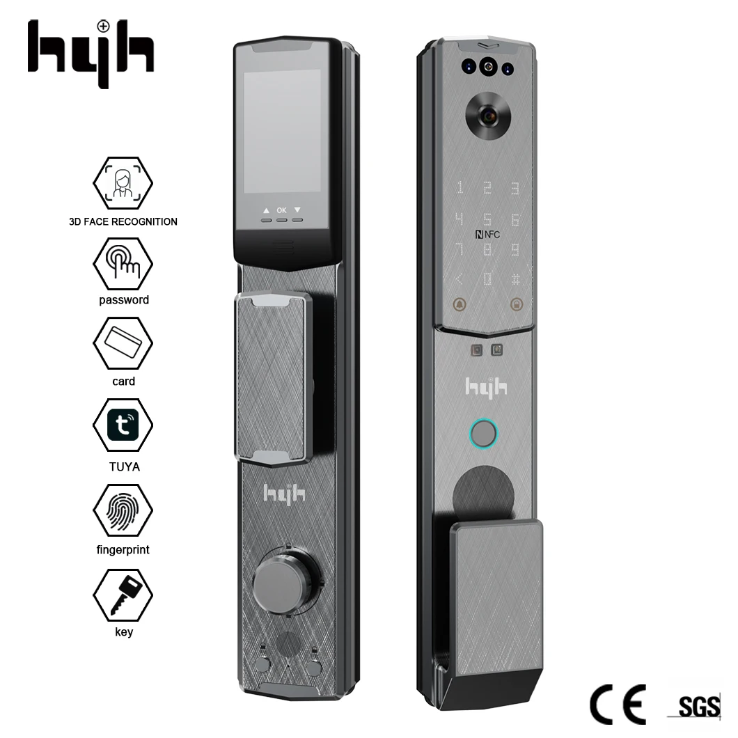 

hyh Biometric Fingerprint Lock 3D Face Recognition Camera Intelligent Fingerprint Password RFID Card Automatic Lock for Security