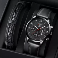 fashion brand mens watches business new stainless steel leather quartz man wristwatch luxury black bracelet male luminous clock