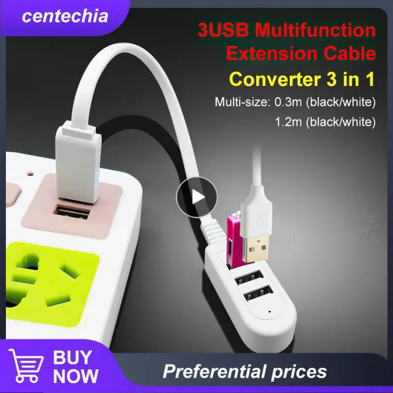 

3 Port Usb2.0 Pattern Splitter Cable Adapter Universal Multi-function Hub Usb 2.0 Hub Socket Cable Socket Usb Hub Usb Splitter