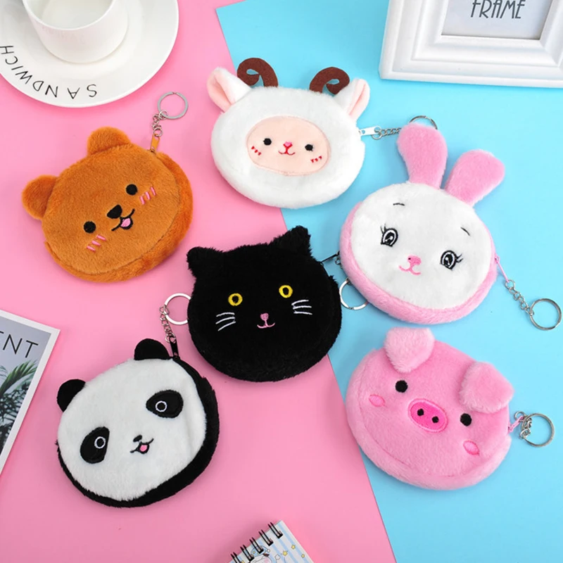 

Cartoon Zipper Data Line Bag Plush Coin Purse Kids Gift Change Wallet Lipstick Bag Headphone Bag Creative Cute With Keychain