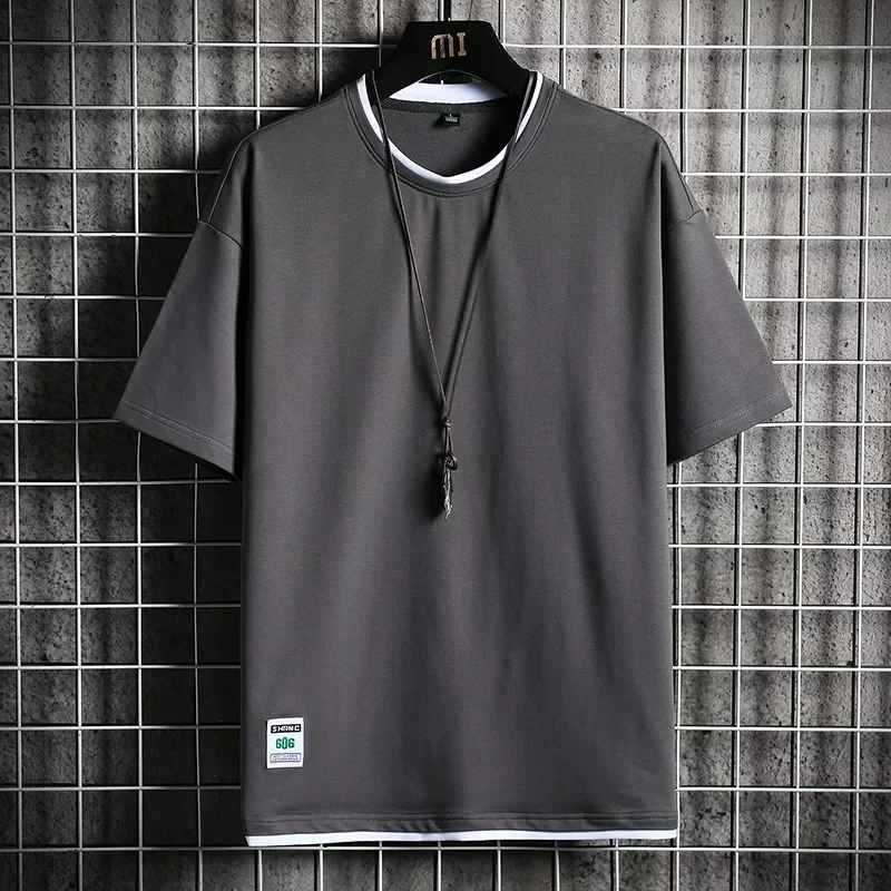 

2022NEW Summer New Men Casual T-Shirt Male Loose Solid Color TShirts Mens Sportswear O-Neck Short Sleeve Street Tops Tees Clothi