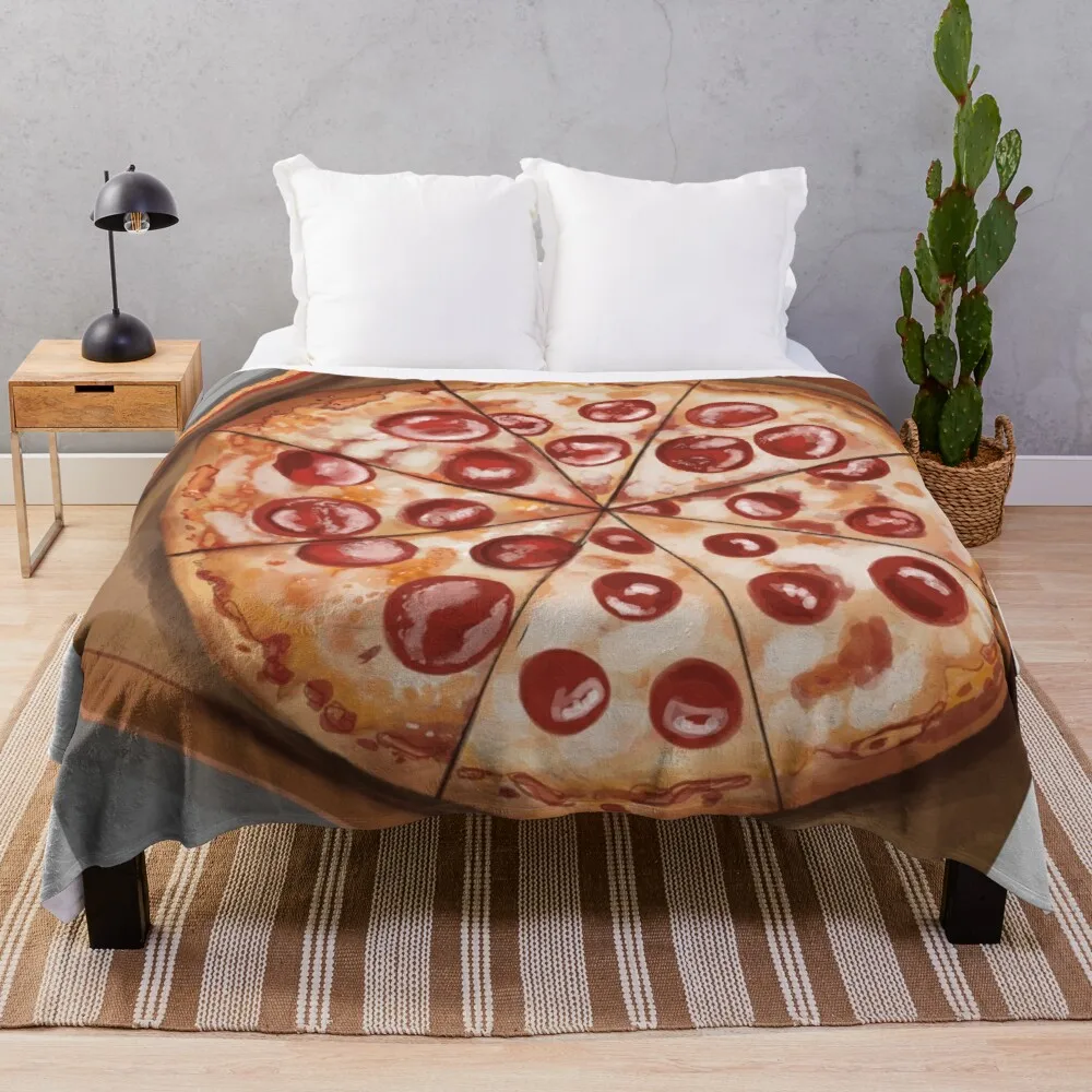 

Flannel Throw Blanket Fast Food Theme Blanket for Sofa Couch Picnic Blanket King Queen Full Size Super Soft Yummy Pizza Pattern
