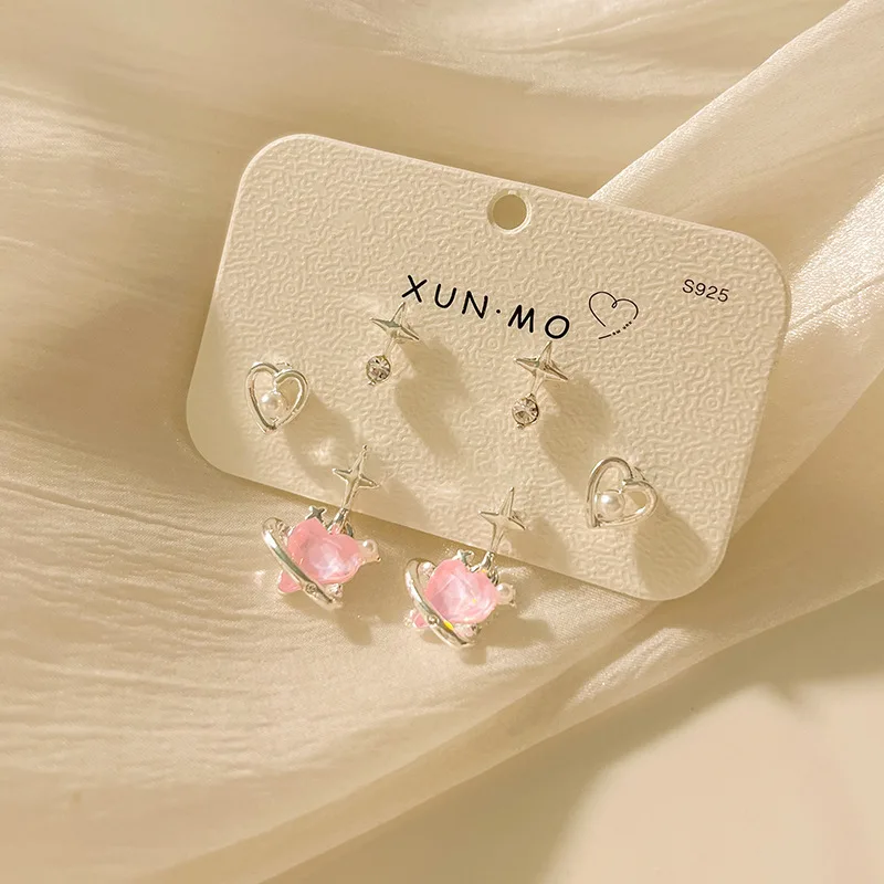 Набор женских серег-гвоздиков KADRUFI в Корейском стиле милые розовые серьги с